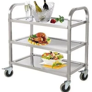 3-Tier Stainless Steel Utility Cart with Wheels Kitchen Trolley Cart